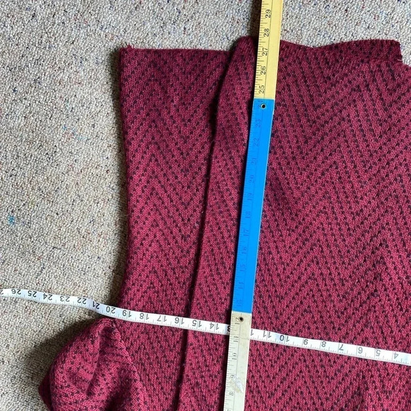 Milano Western Boho Open Red Black Knit Cardigan CoverUP Women S-L Warm Cozy - Picture 2 of 8